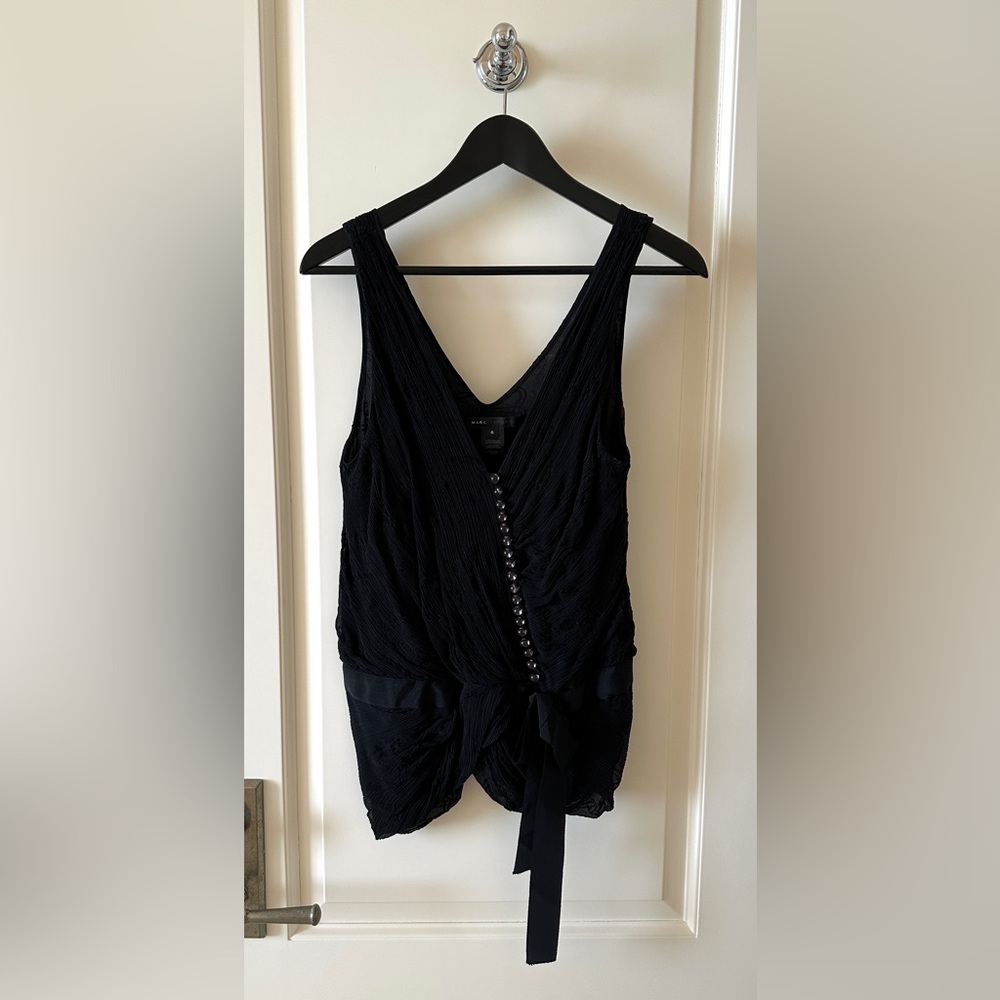 Marc Jacobs, Silk Top with beautiful details, Black, Size 6